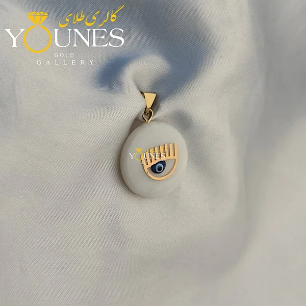 تصویر دوم آویز طلا صدفی کیارا چشم نظر 2cm